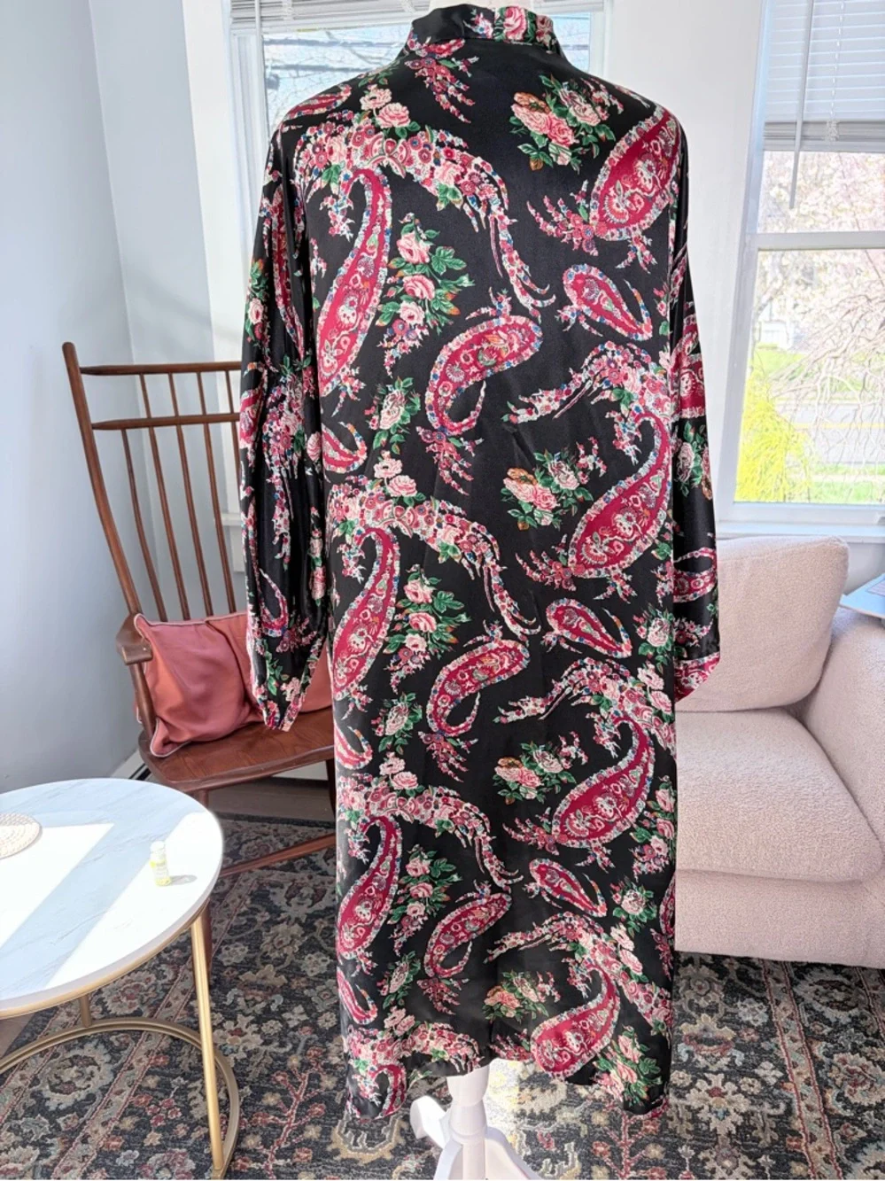 Vintage Victoria's Secret Black Paisley Floral Kimono OS - Picture 6 of 7